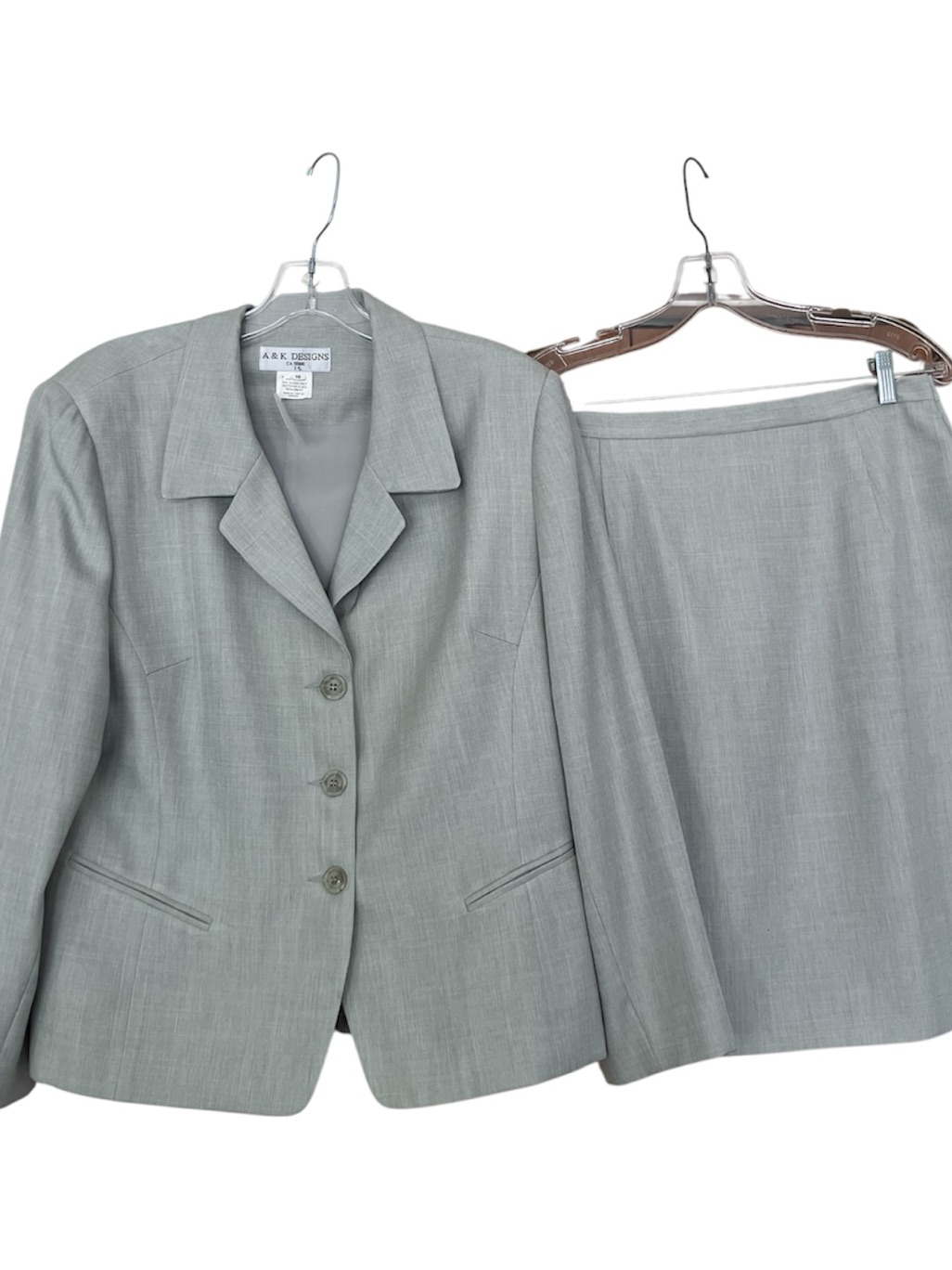 Light Greeny Gray Classic Women’s Blazer & Skirt Suit